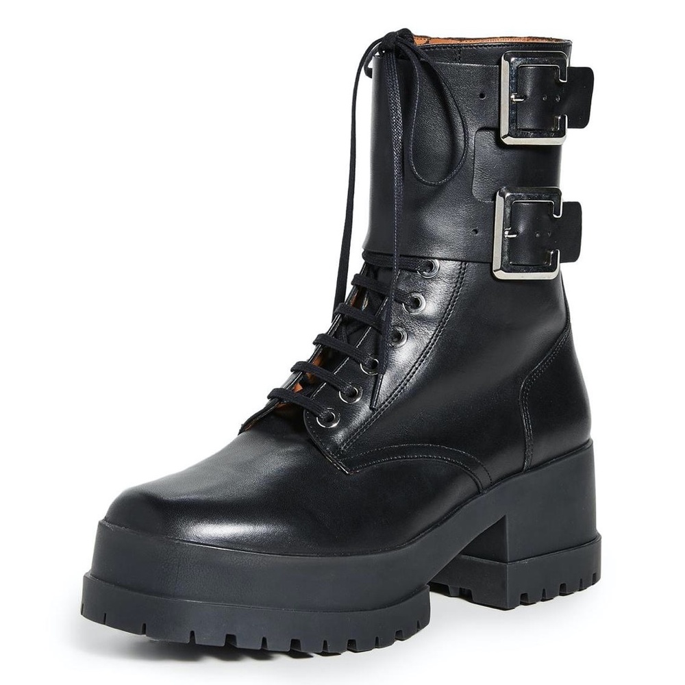 CLERGERIE Willy 2 Leather Combat Boots in Black Size FR 40.5